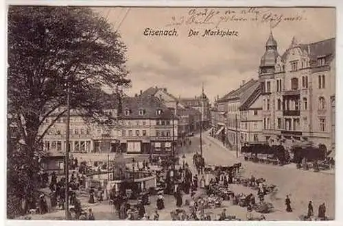 43138 Ak Eisenach der Marktplatz mit Ständen 1906