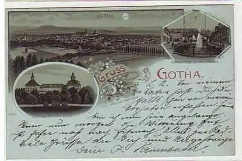 40244 Mondscheinkarte Gruss aus Gotha 1898