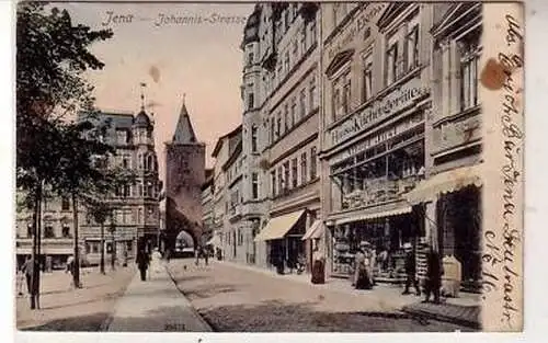 42969 Ak Jena Johannisstrasse mit Geschäften um 1910