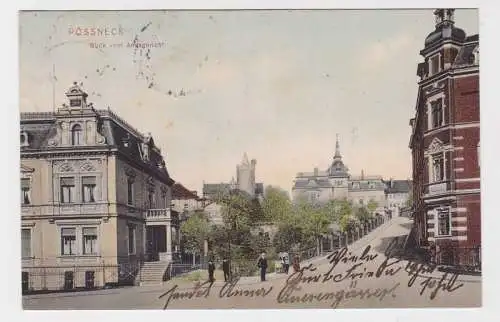 93540 AK Pössneck - Blick vom Amtsgericht, Straßenansicht mit Stadtvillen 1906