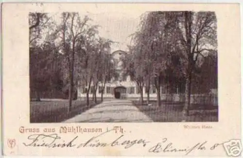 07155 Ak Gruss aus Mühlhausen in Th. Weisses Haus 1898