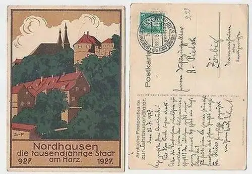 64573 Ak Nordhausen Amtliche Festpostkarte zur Jahrtausendfeier 1927