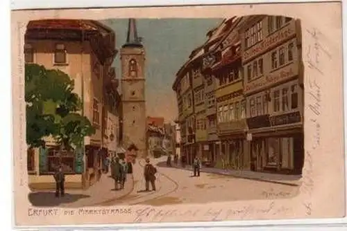 52004 Künstler Ak Erfurt die Marktstrasse 1915