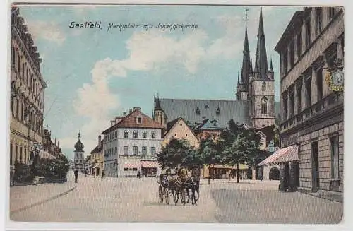 69440 Ak Saalfeld Marktplatz mit Johanniskirche 1910