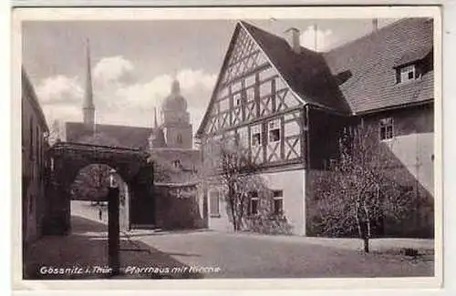 41908 Ak Gössnitz i. Thüringen Pfarrhaus mit Kirche 1939