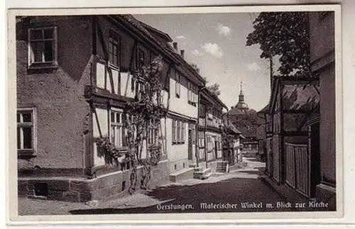 60372 Ak Gerstungen Malerischer Winkel mit Blick zur Kirche 1939