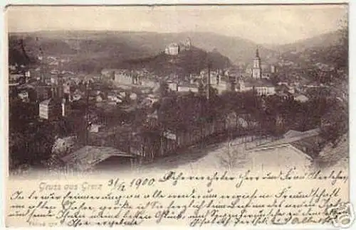 09124 Ak Gruss aus Greiz Totalansicht 1900