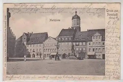 50627 Ak Gruß aus Neustadt (Orla) Marktplatz 1904