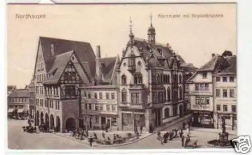 32202 Ak Nordhausen Kornmarkt mit Neptunbrunnen 1916