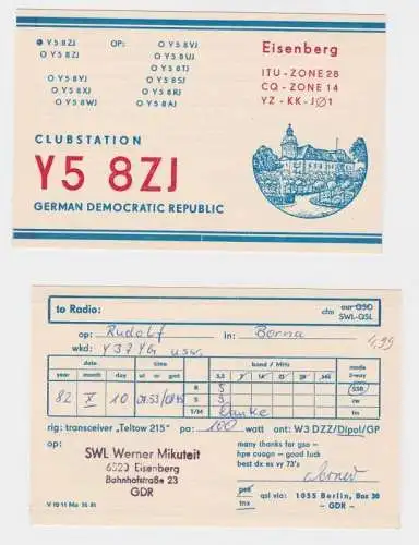 72171 QSL Funker Karte Clubstation Eisenberg 1982