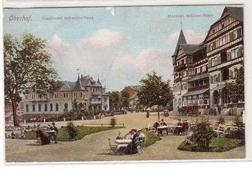 60542 Ak Oberhof Conditorei Schweizerhaus und herzogliches Schloßhotel 1910