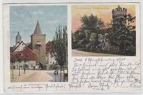 63030 Mehrbild Ak Jena Johannesturm und Pulverturm und Fürstengraben 1900