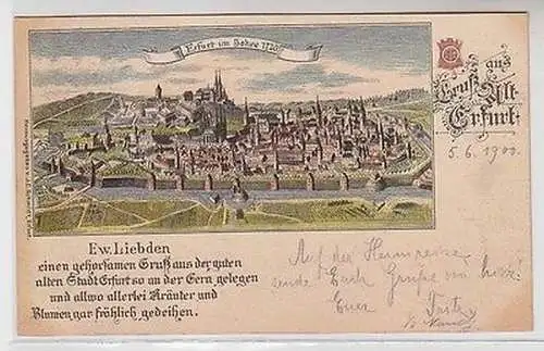 62989 Künstler Ak Gruß aus Alt-Erfurt im Jahre 1730