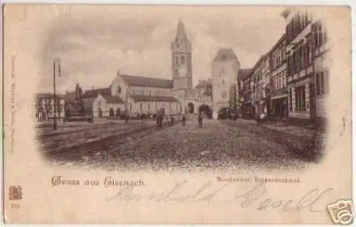 03920 Ak Gruß aus Eisenach Nicolaithor Lutherdenkmal