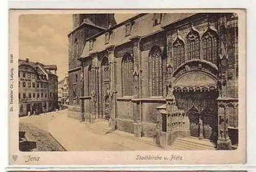 26295 Ak Jena Stadtkirche und Platz um 1910