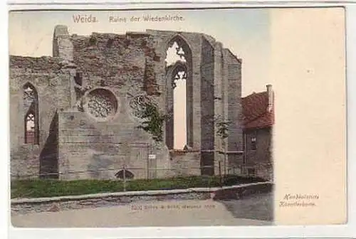 36667 Künstler-Ak Weida Ruine der Wiedenkirche 1906