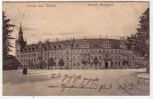 39134 Ak Gruß aus Erfurt kaiserliche Hauptpost 1910