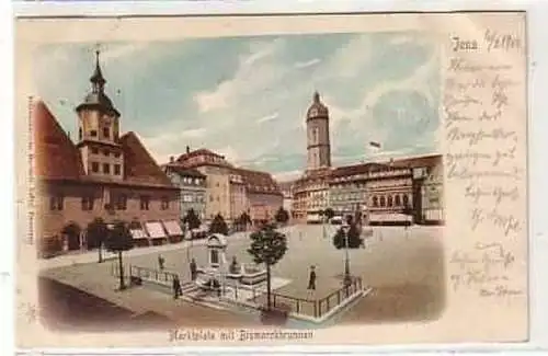 40443 Ak Jena Marktplatz mit Bismarckbrunnen 1900