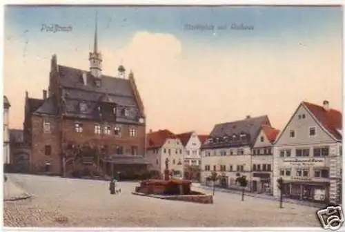 24093 Ak Poeßneck Marktplatz mit Rathaus 1911