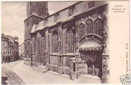 13463 Ak Jena Kirchplatz mit Stadtkirche um 1900