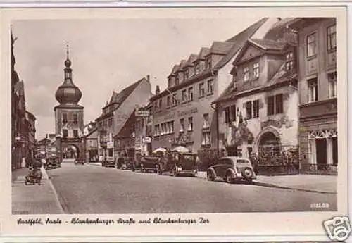 26968 Ak Saalfeld Blankenburger Straße und Tor 1950