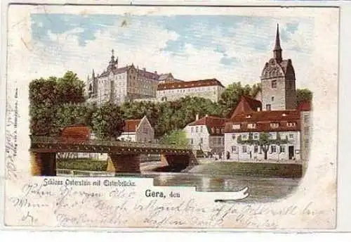 35299 Ak Gera Schloß Osterstein mit Elsterbrücke 1903