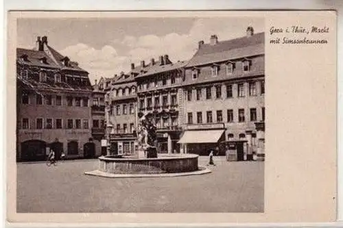 35129 Ak Gera in Thüringen Markt mit Simsonbrunnen 1952