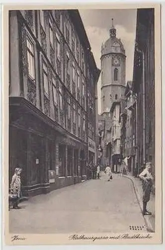 16626 Ak Jena Rathausgasse mit Stadtkirche um 1930