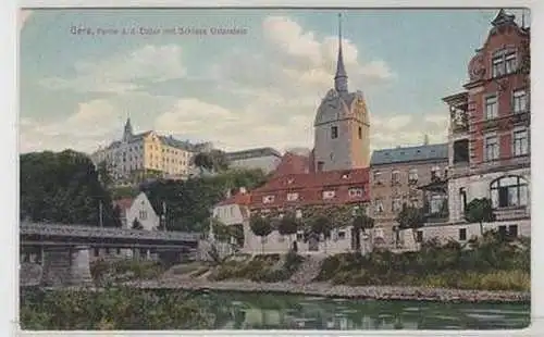 55671 Ak Gera Partie an der Elster mit Schloß Osterstein um 1910