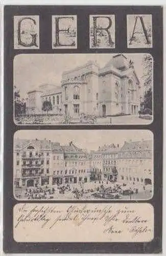 48829 Mehrbild Ak Gera Markt und Theater 1906