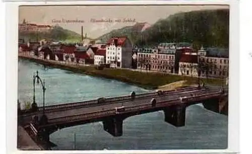 39515 Ak Gera Untermhaus Elisenbrücke mit Schloß 1915