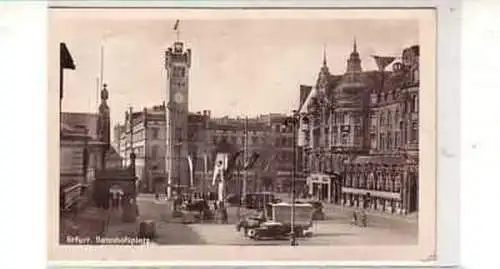 39370 Ak Erfurt Bahnhofsplatz 1952