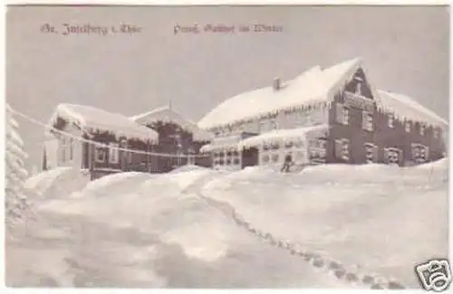 20869 Ak Großer Inselberg Preuß. Gasthof im Winter 1906