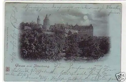 21966 Mondscheinkarte Gruss aus Altenburg Schloß 1899