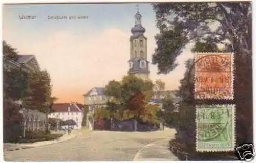 24863 Ak Weimar Schloßturm und Wache 1921