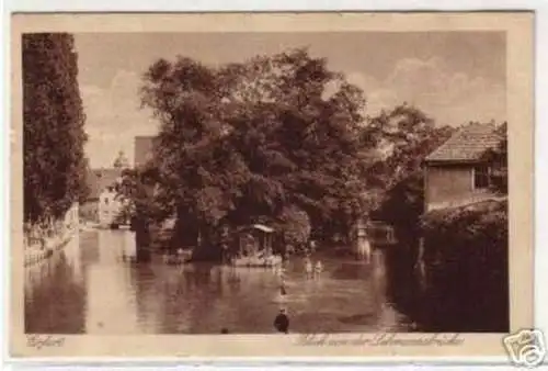 09284 Ak Erfurt Blick von der Lehmannbrücke 1921