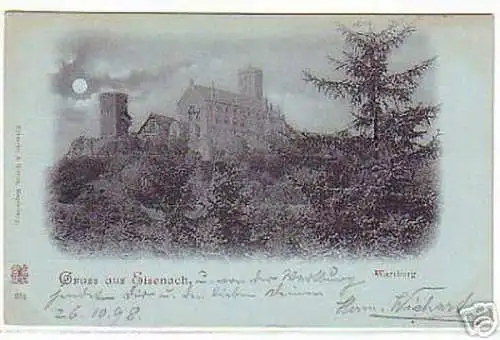 08167 Mondscheinkarte Gruss aus Eisenach Wartburg 1898