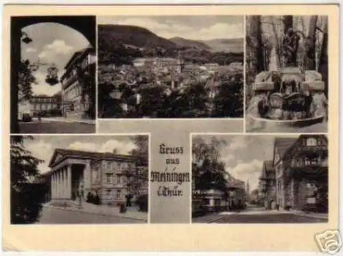 11940 Mehrbild Ak Gruß aus Meiningen in Thür. 1949