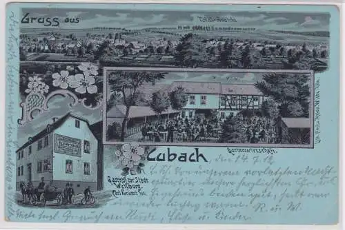 91833 Mondscheinkarte Gruß aus Cubach Gasthof zur Stadt Weilburg 1912