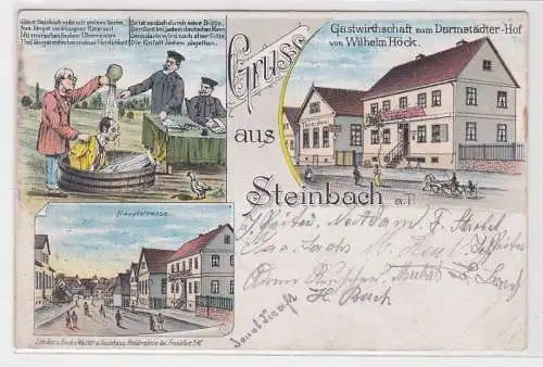 79466 Humor Ak Lithographie Gruss aus Steinbach a.T. 1901