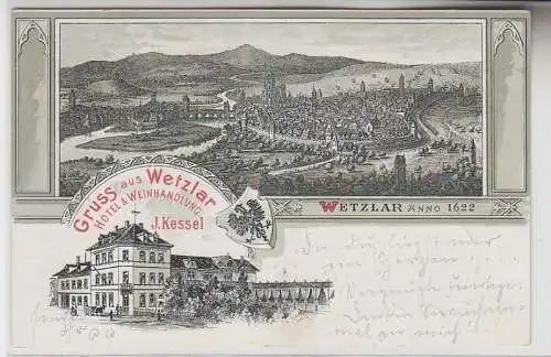 72486 Ak Gruß aus Wetzler Hotel und Weinhandlung J. Kessel 1901