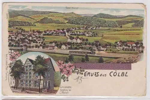 93784 Ak Lithographie Gruß aus Cölbe Colonialwarenhandlung 1914