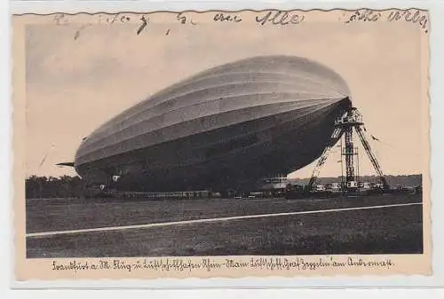 71603 Ak Frankfurt am Main Luftschiff Graf Zeppelin am Ankermast 1937