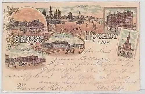 21545 Ak Lithographie Gruß aus Höchst am Main 1897