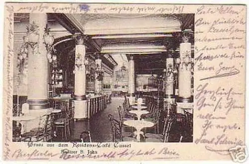 07857 Ak Gruß aus dem Residenz Cafe Cassel 1905