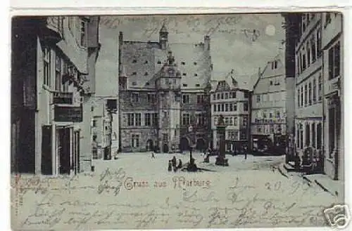 07371 Mondscheinkarte Gruss aus Marburg 1898