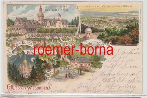 78478 Ak Lithographie Gruss aus Wiesbaden Luftkurort Neroberg 1898