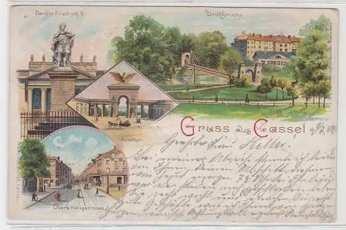 71399 Ak Lithographie Gruß aus Cassel Kassel Ortsansichten 1900