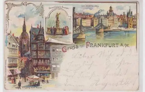 91921 Ak Lithographie Gruss aus Frankfurt am Main 1905