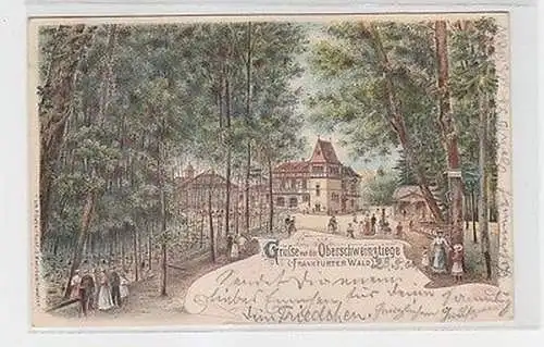 05025 Ak Lithographie Grüße von der Oberschweinstige Frankfurter Wald 1900